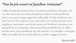 Testimonianza skincare anti age creme lenitive viso